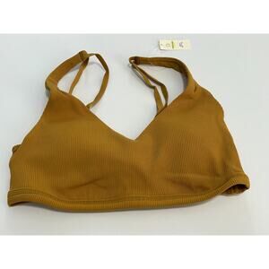 NWT OFFLINE By Aerie Women's Brown Ribbed Wireless Padded Sports Bra Size Medium